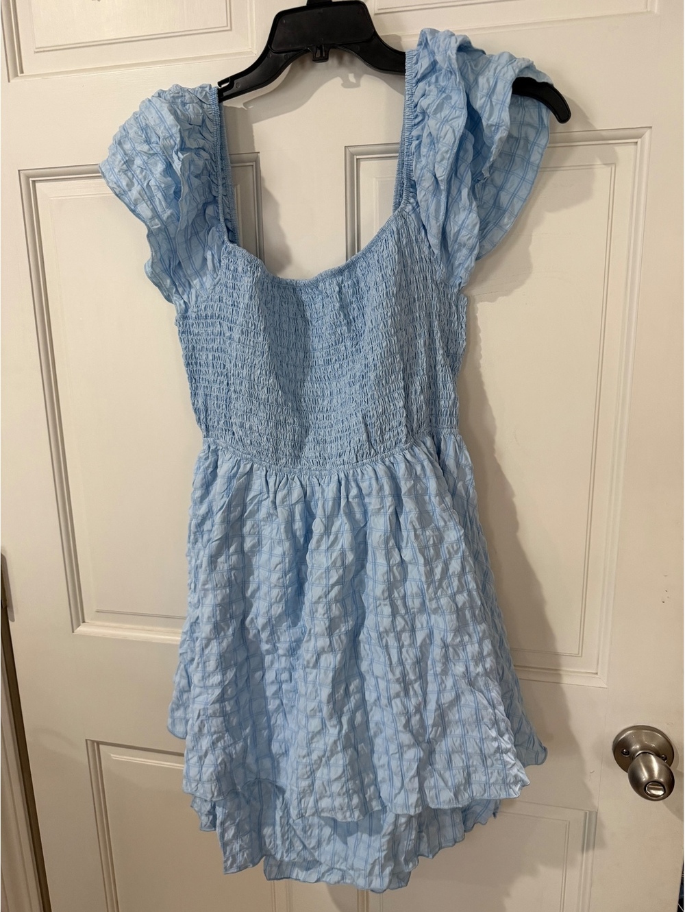 Simply Southern Light Blue Ruffled Sleeveless Dress with Back Tie XL